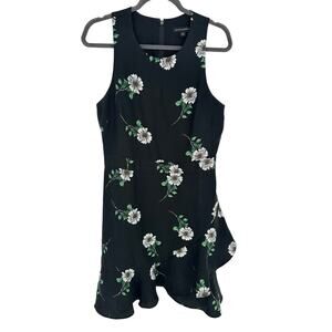 Banana Republic Black White Floral Ruffle Dress Sleeveless Holiday Party 10